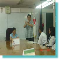 ir Jojo interpret, while the NCWDP Director Mrs.Catalina Fermin speaking about welcome visitors and guest. 