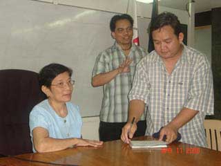 She is with teacher Sir. Ervin for signature